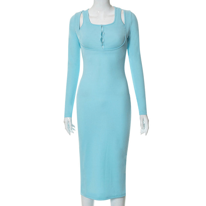 Dame Langærmet Cutout Midi Kjole Stilla