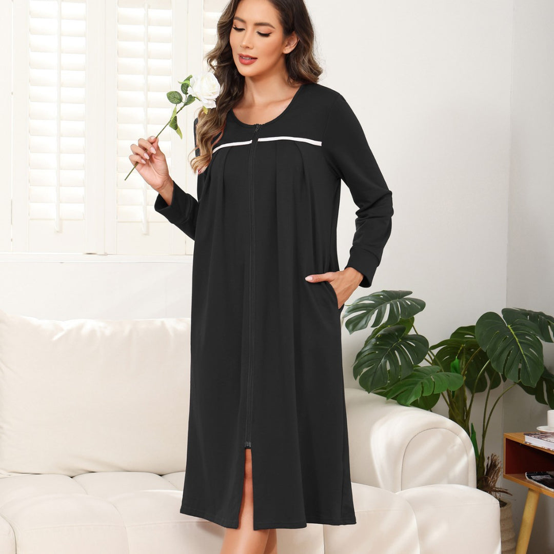 Dame badekåbe i moderne kimono-stil med sidelommer Stilla
