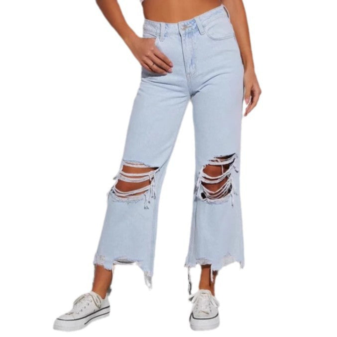 Kvinders Zestroyed Jeans med Løs Pasform og Frække Riv Stilla
