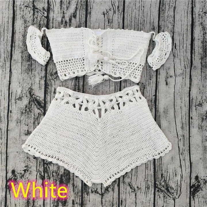 Dame Håndcrochet Crop-Top og Shorts-Sæt Stilla