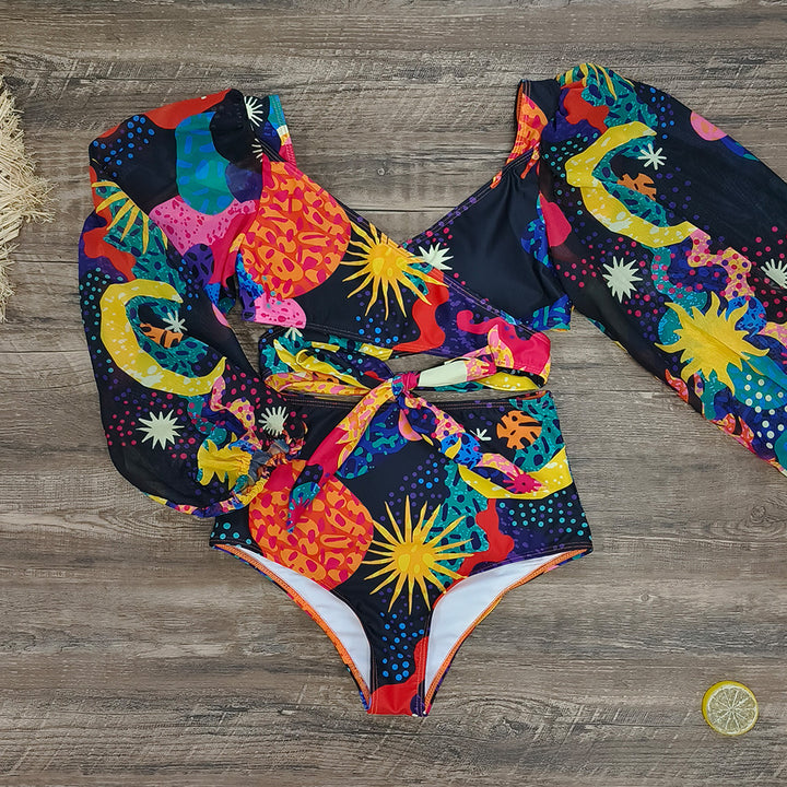 Dame badeshorts sæt med stilfulde volanger og legende blomsterdesign Stilla