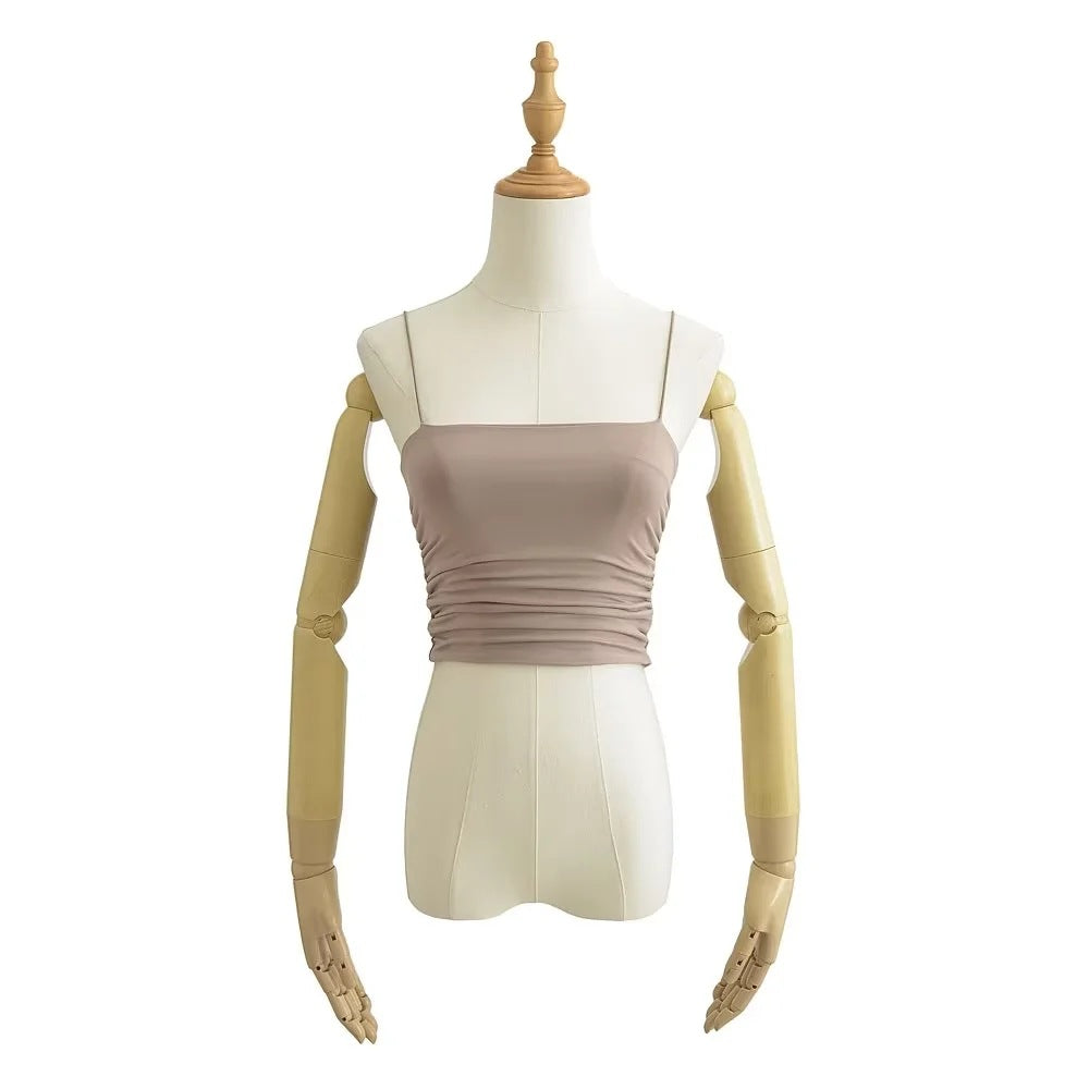 Dame spaghetti strop bluse med raffineret draperingseffekt Stilla