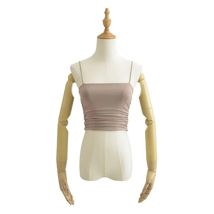 Dame spaghetti strop bluse med raffineret draperingseffekt Stilla