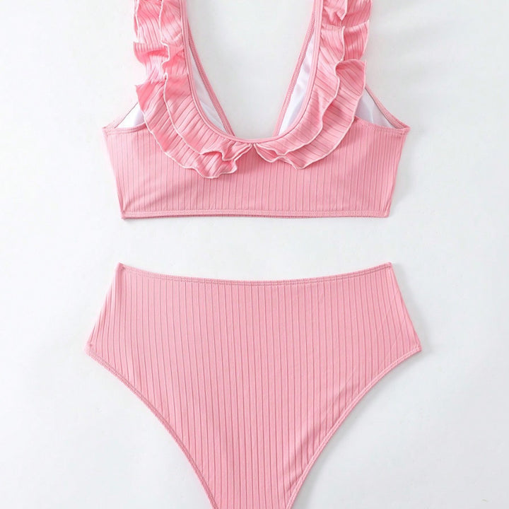 Dame bikini-sæt med elegante flæsedetaljer og høj taljesnit Stilla