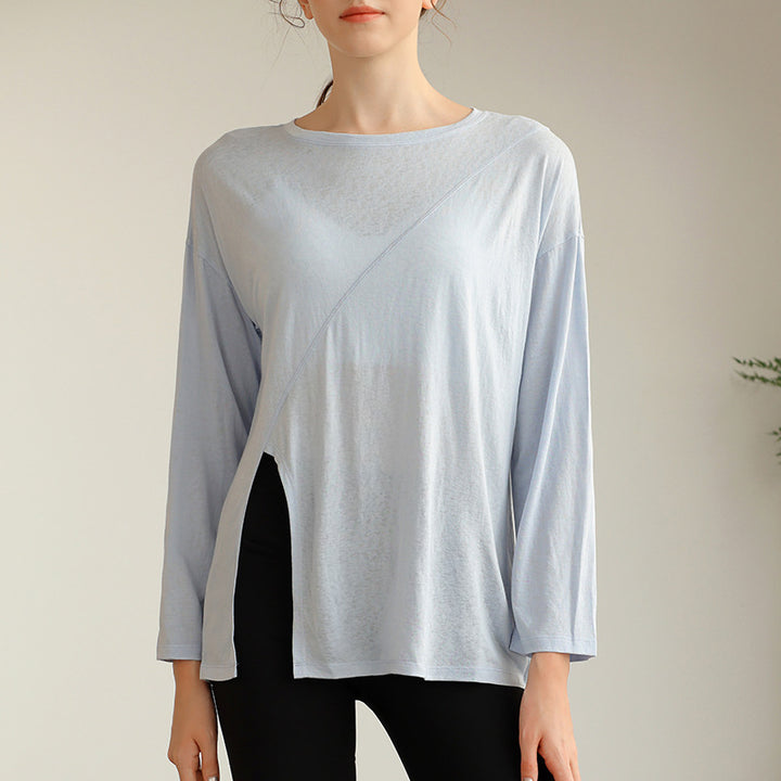 Dame Asymmetrisk Langærmet T-shirt med stilfuldt snit og åndbare egenskaber Stilla
