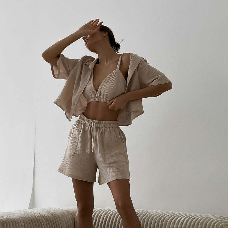 Kvinder Casual Kortærmet Top og Shorts Sæt Stilla