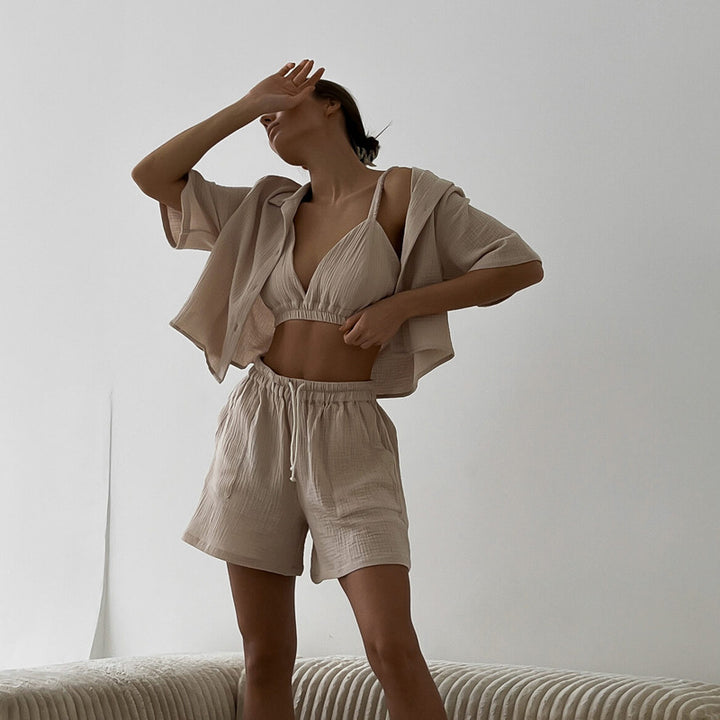 Kvinder Casual Kortærmet Top og Shorts Sæt Stilla