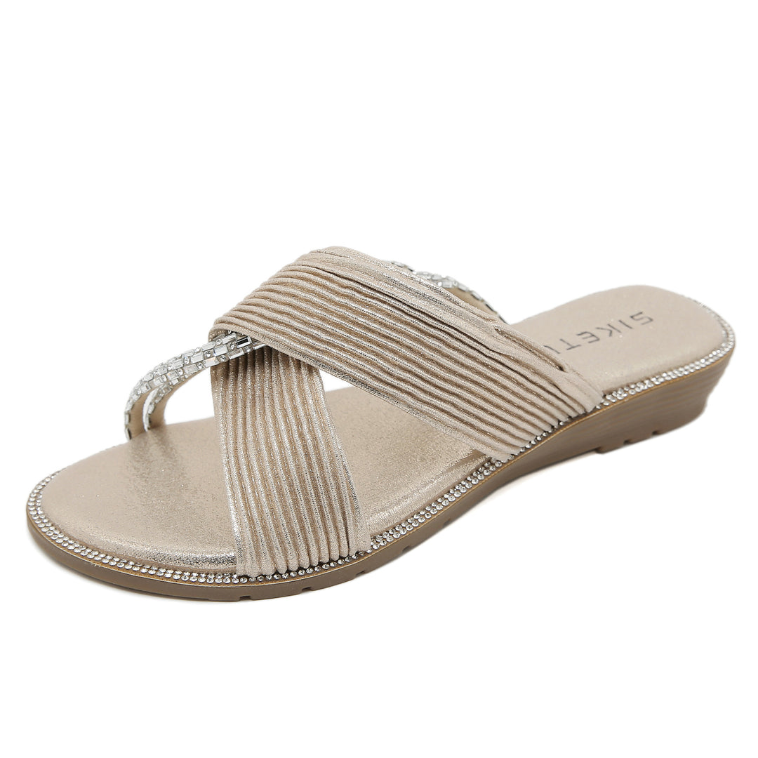 Dame Glamourøse Riemchen-sandaletter med smagfuld glimmerdekoration Stilla