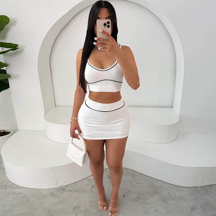 Dame Sporty Crop-Top og Nederdel Sæt Stilla
