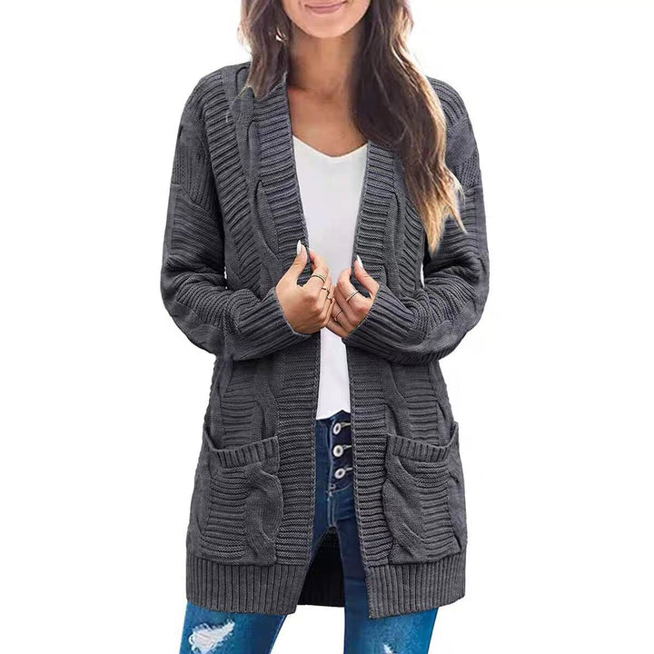Kvinders chunky strik cardigan med lommer og struktureret stiklook Stilla