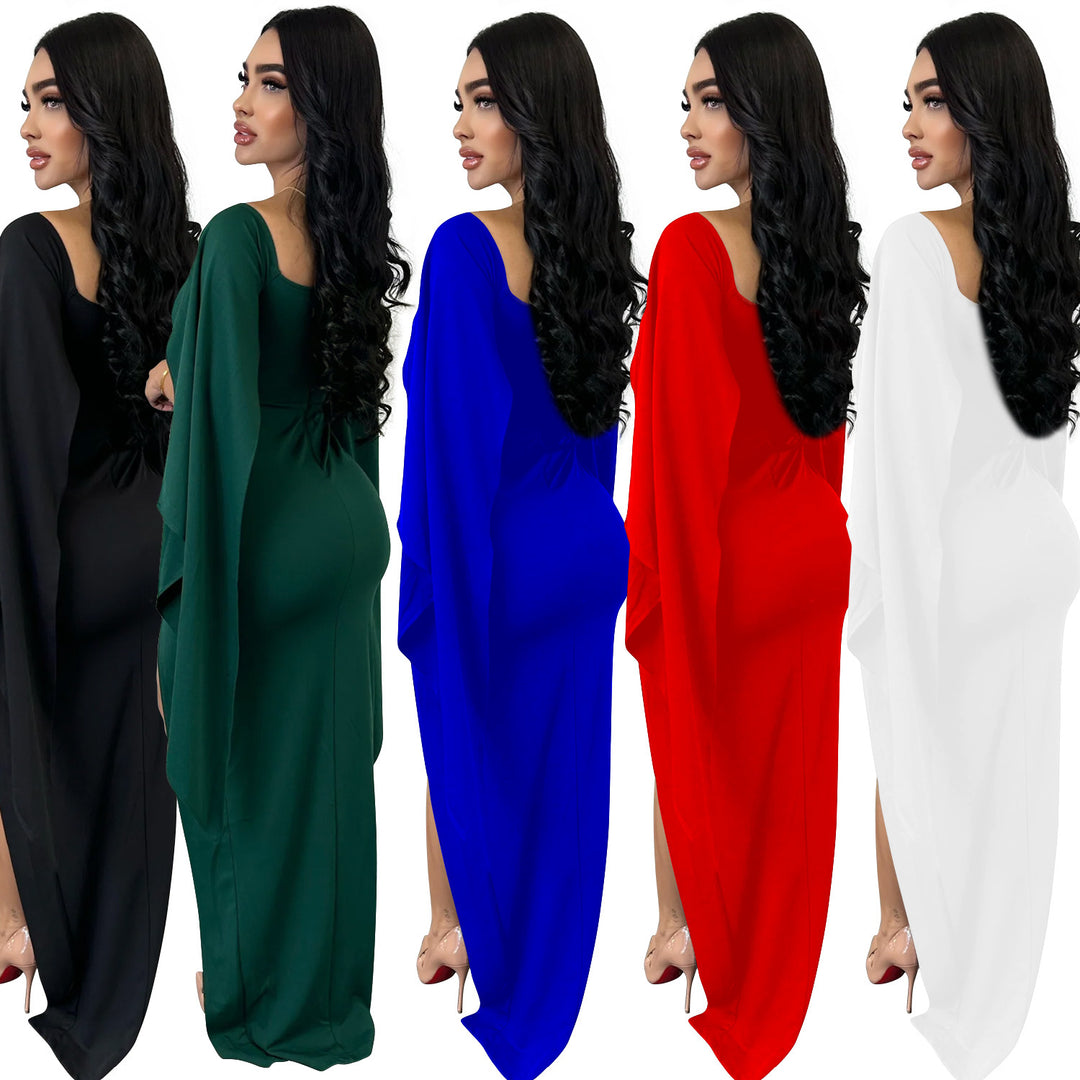 Dame Elegant Maxi-kjole med asymmetrisk overdel og sideslids Stilla