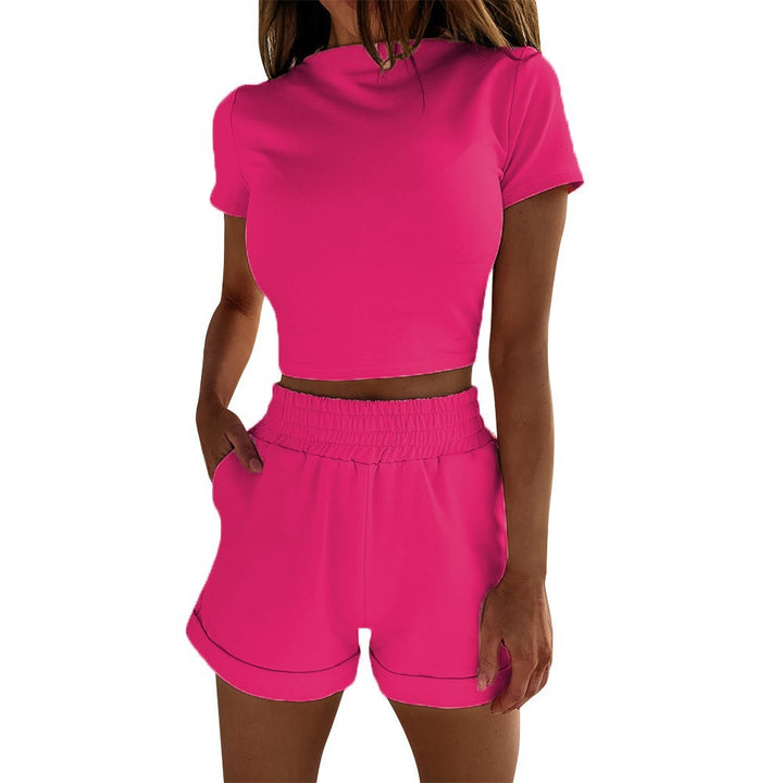 Dame Sporty Sæt med cropped T-shirt og Shorts Stilla