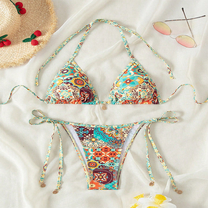 Dame triangel-bikini med legende design og justerbare stropper Skovae