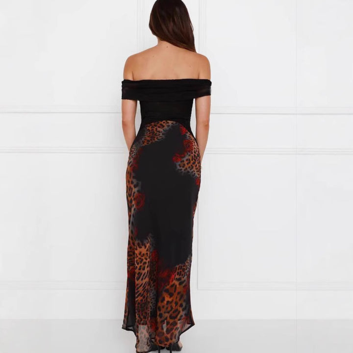 Femme Off-Shoulder Leopardmønster Aftenkjole Stilla