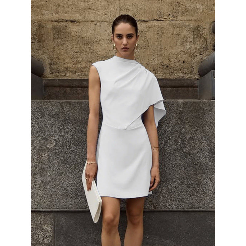 Damen elegantes Wickelkleid mit asymmetrischem Saum und raffinierter Drapierung Skovae