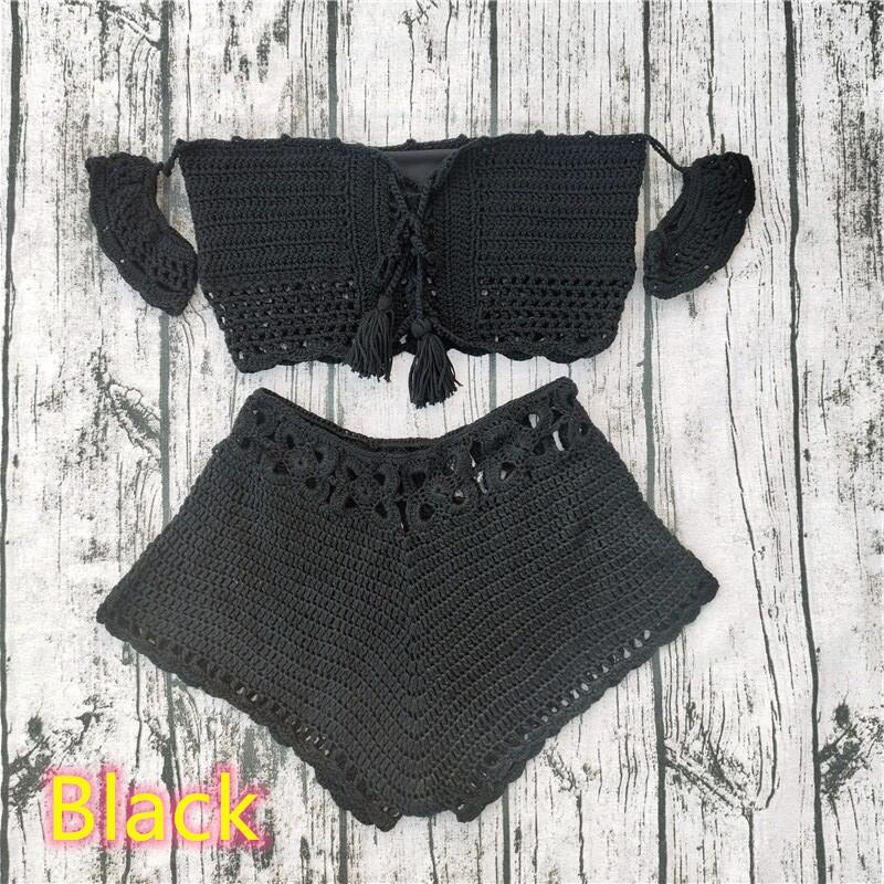 Dame Håndcrochet Crop-Top og Shorts-Sæt Stilla