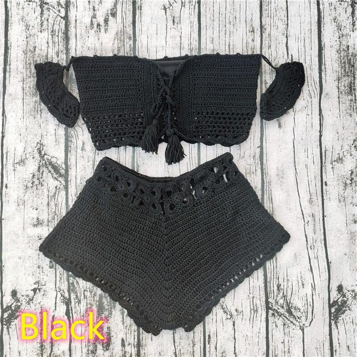 Dame Håndcrochet Crop-Top og Shorts-Sæt Stilla