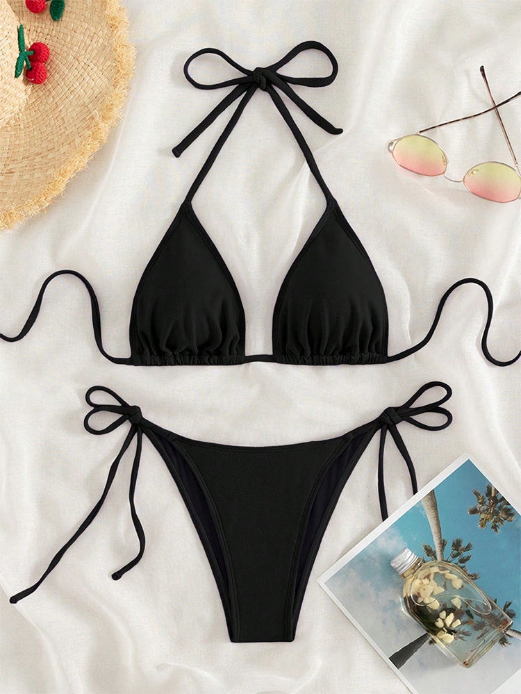 Dame Triangel-Bikini med justerbare stropper og sidesnore Skovae