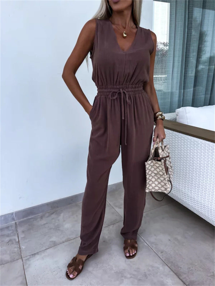 Dame komfortabel jumpsuit med elastisk taljejustering Stilla