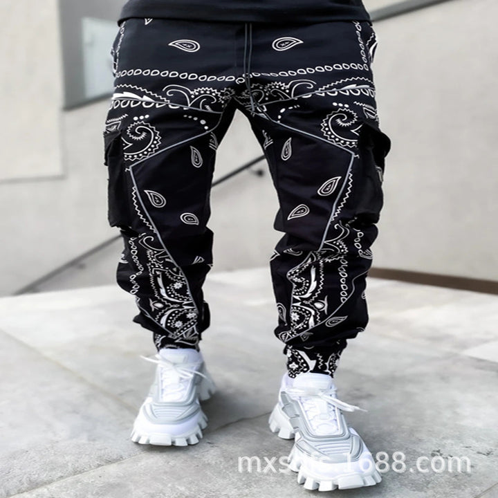 Herre nan Bandana-Cargo-joggingbukser med snor og elastiske manchetter Skovae