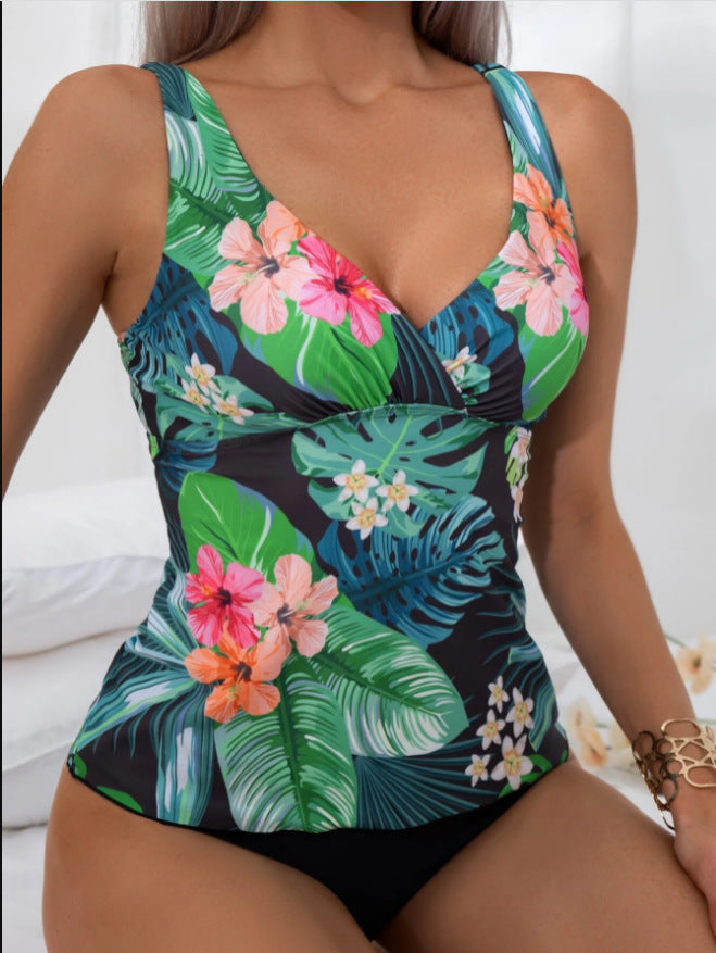 Dame Tankini-sæt med blomstermønster og komfortable stropper Stilla