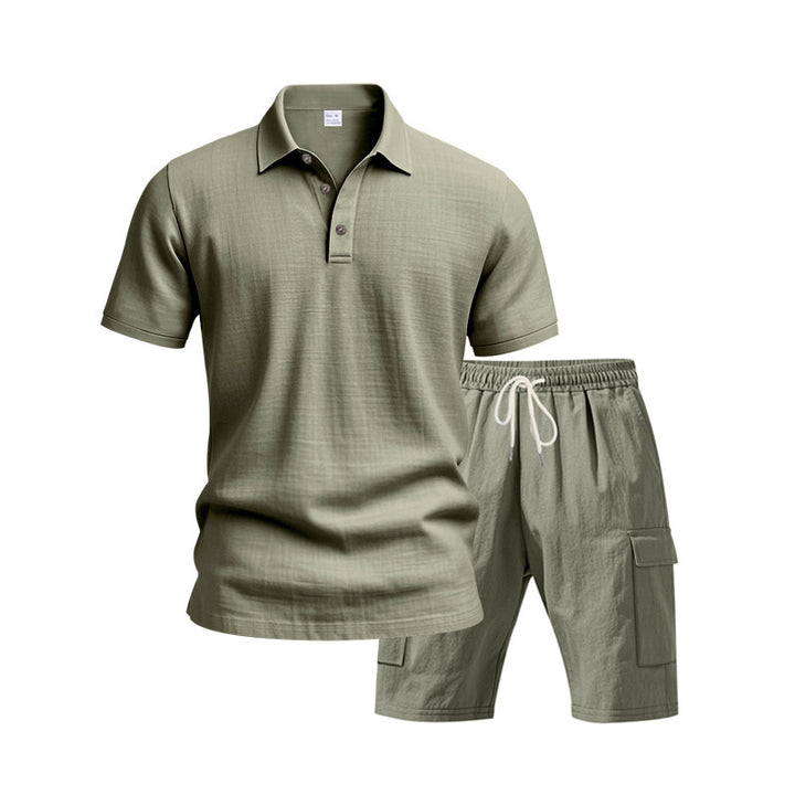 Herrer Polo- og Shorts-sæt i åndbart materiale med komfortabel pasform Stilla