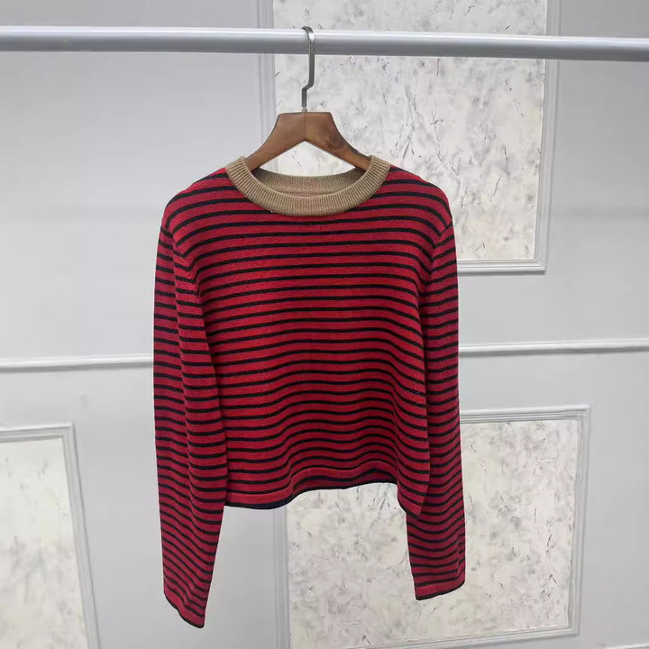 Dame Stribet Pullover med elegant Rundhalsudskæring og høj pasform Stilla