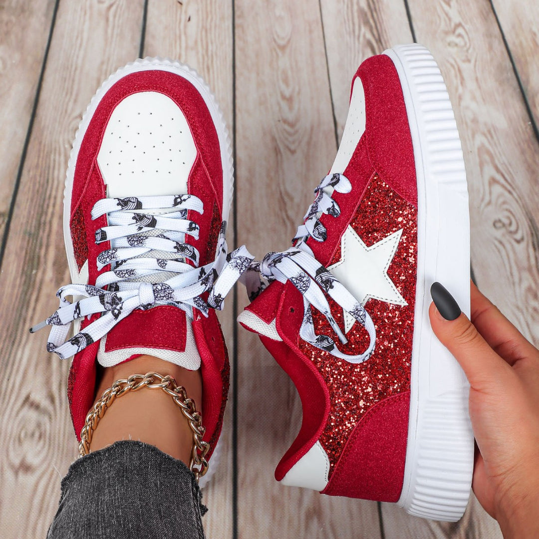 Damer Funklende Sneakers med glitrende overflade og sportsligt design Stilla