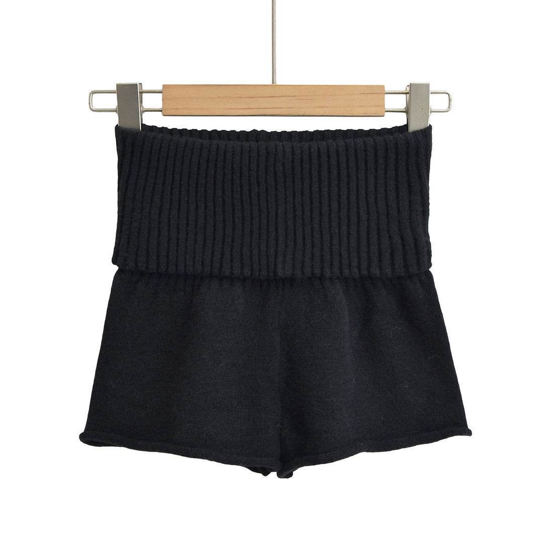 Dame Strik-Shorts med høj talje og feminin A-linje Stilla