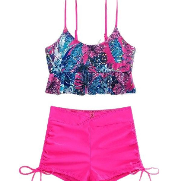 Dame Flared Hem Floral Tankini Sæt Stilla