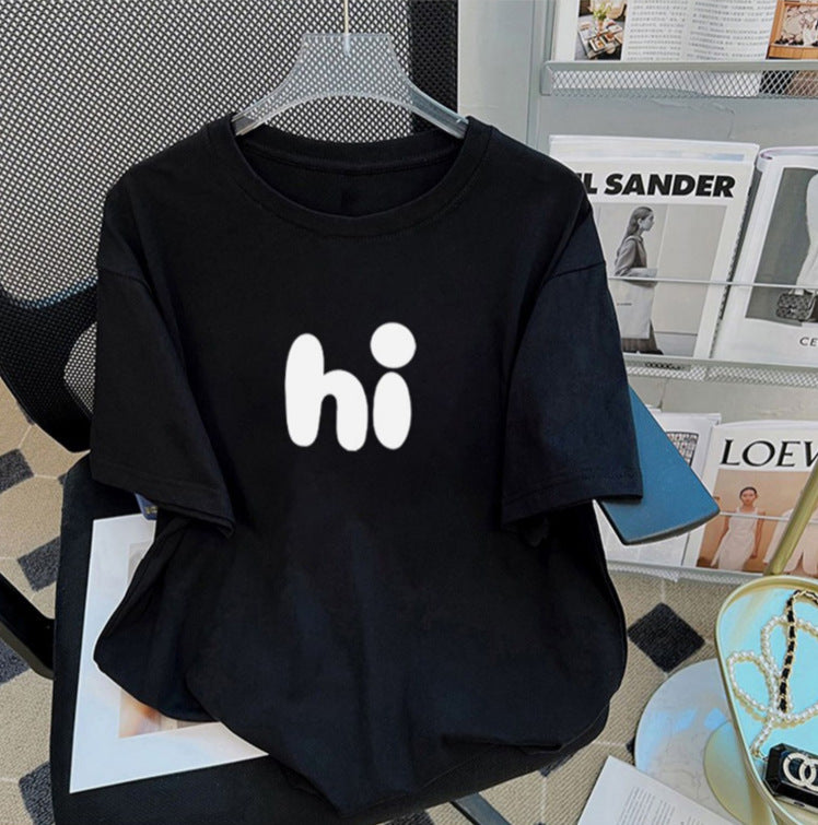 Dame T-shirt med afslappet tekst Stilla
