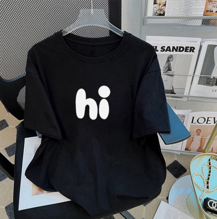 Dame T-shirt med afslappet tekst Stilla