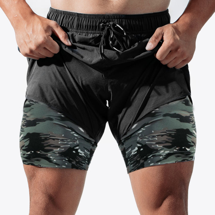 Herrer Åndbare Træningsshorts med indbygget kompressionsundertøj og elastisk talje Stilla
