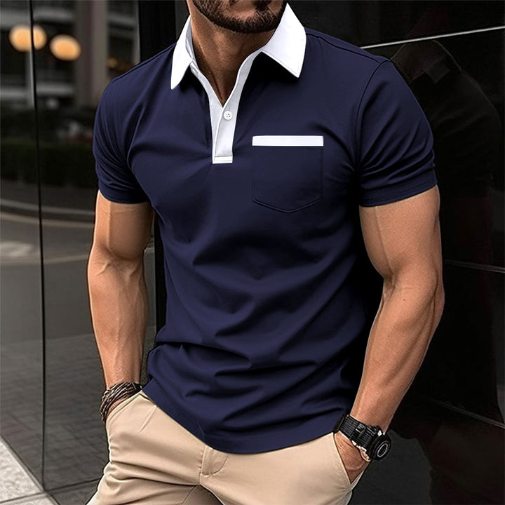 Herrer Poloshirt med moderne kontrastkrave og praktisk brystlomme Stilla