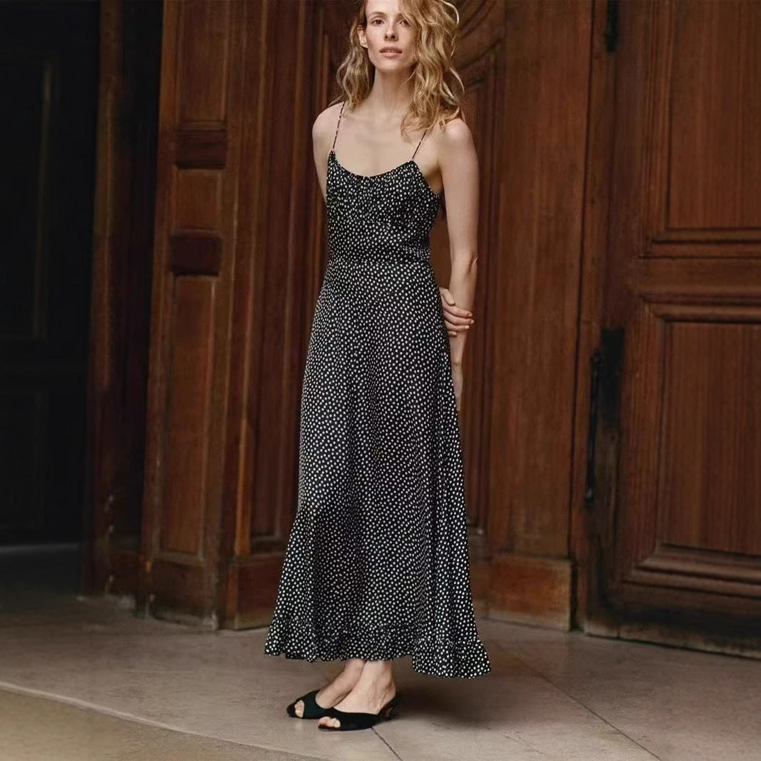 Dame maxikjole med elegant spidsetop og flydende skirt Stilla
