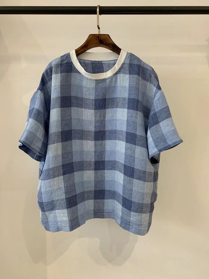 Dame Stribet Bomulds-T-Shirt med Kontrastbetræk Stilla