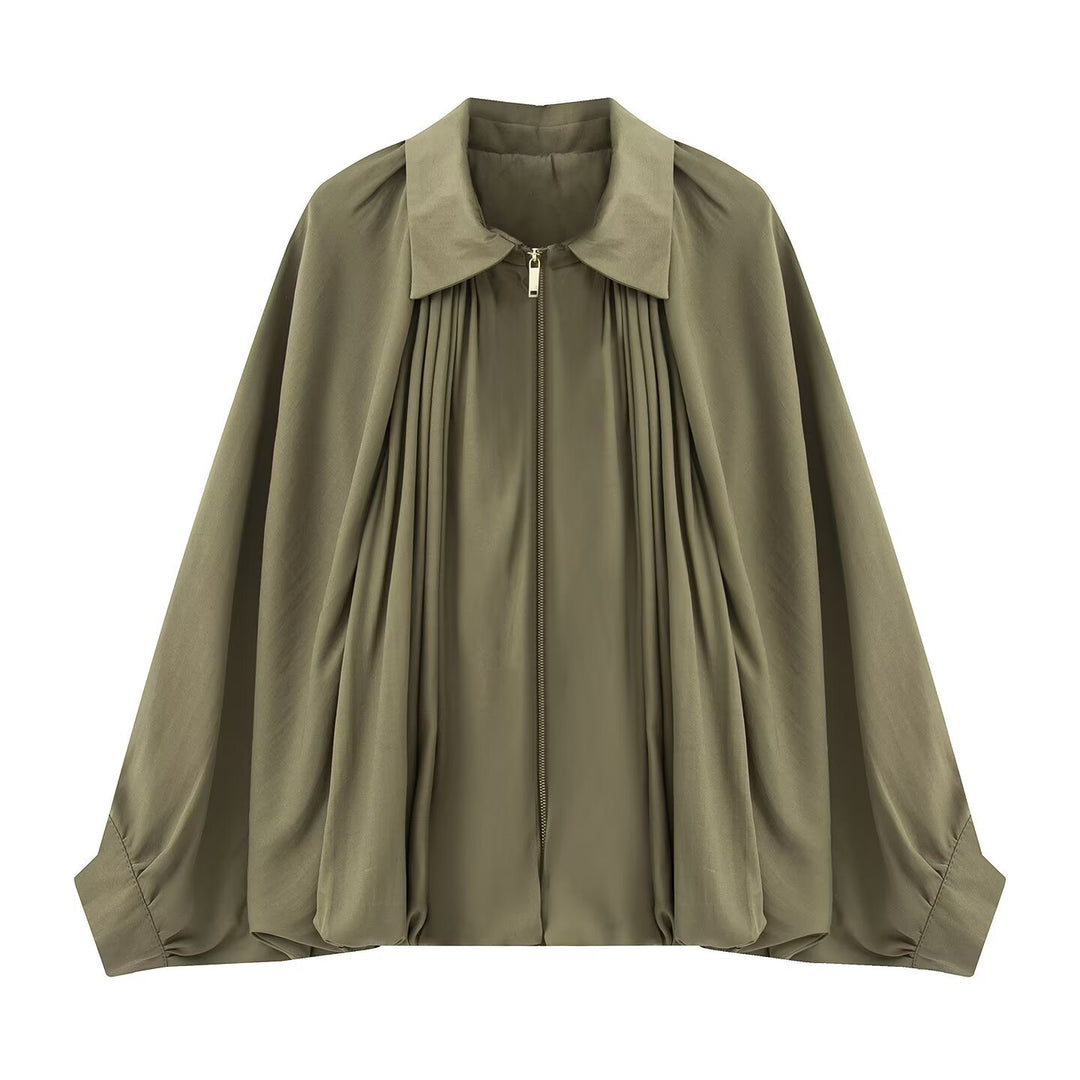 Dame Oversized Blusenjakke med Drapering Stilla