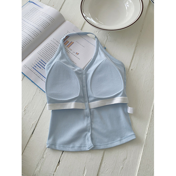 Dame ærmeløs Button-Up Top i afslappet stil Stilla