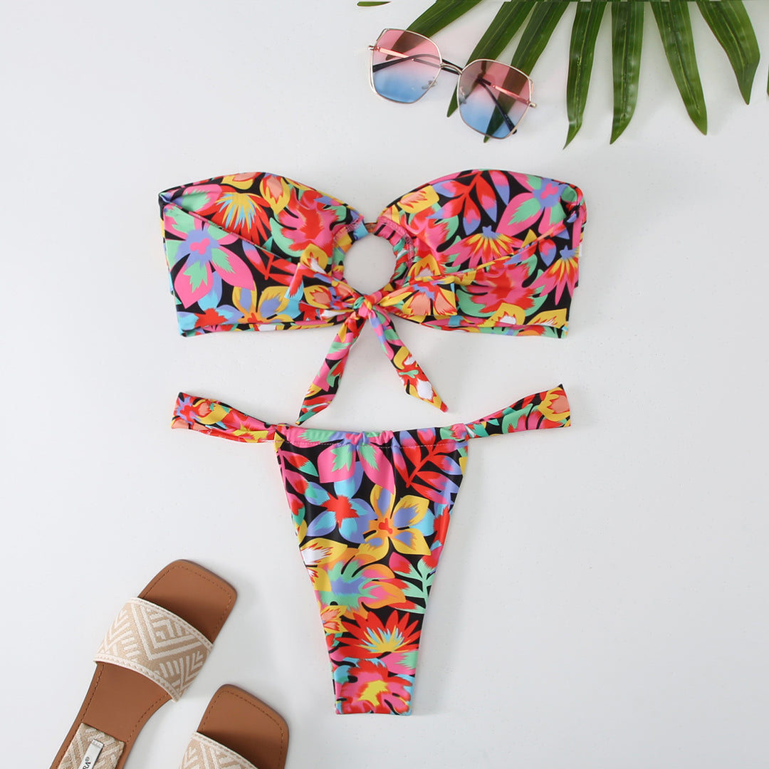 Dame bikini-sæt med legende cut-out og sløjfebind Stilla