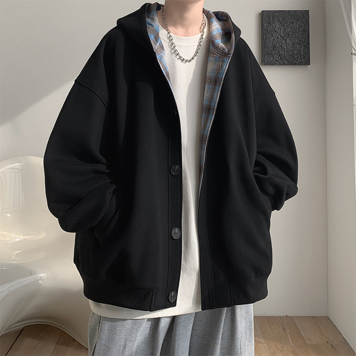 Herre afslappet oversized jakke med hætte og funktionelle detaljer Stilla