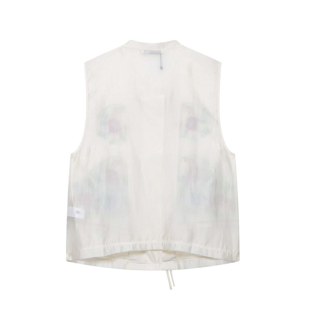 Femme Broderet Knap-Vest Stilla