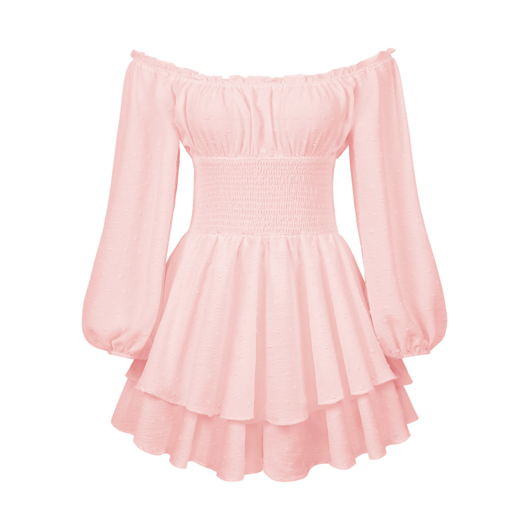 Dame Off-Shoulder Minikjole med voluminøse ærmer og ruffles design Stilla