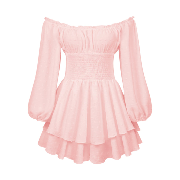 Dame Off-Shoulder Minikjole med voluminøse ærmer og ruffles design Stilla