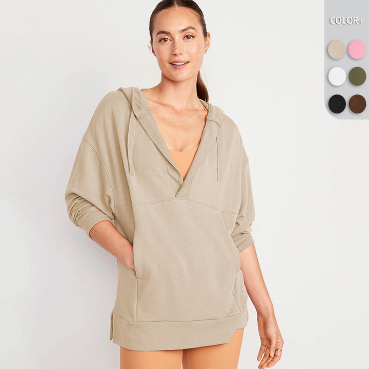 Dame Oversized Hoodie med afslappet stil og V-hals Stilla