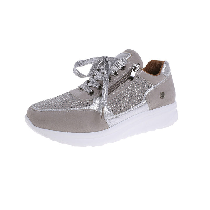 Dame mode Sneakers med elegante glimmer-accenter og praktisk lynlås Stilla