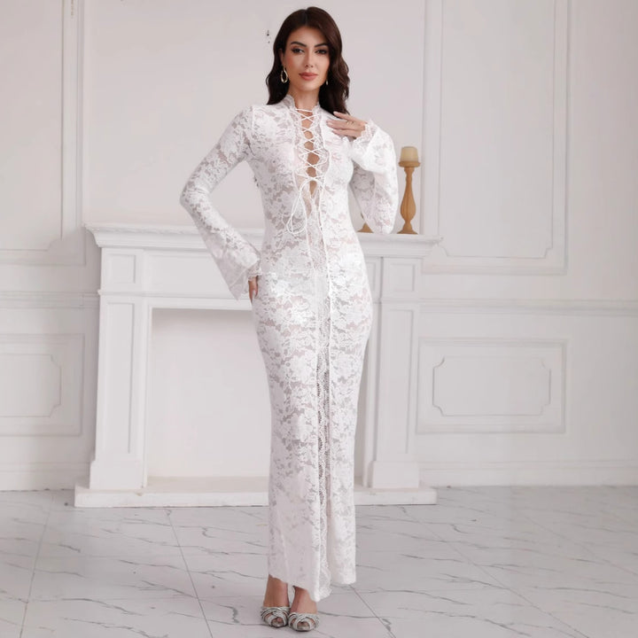 Dame Elegant Spids-Maxi-Kjole Stilla