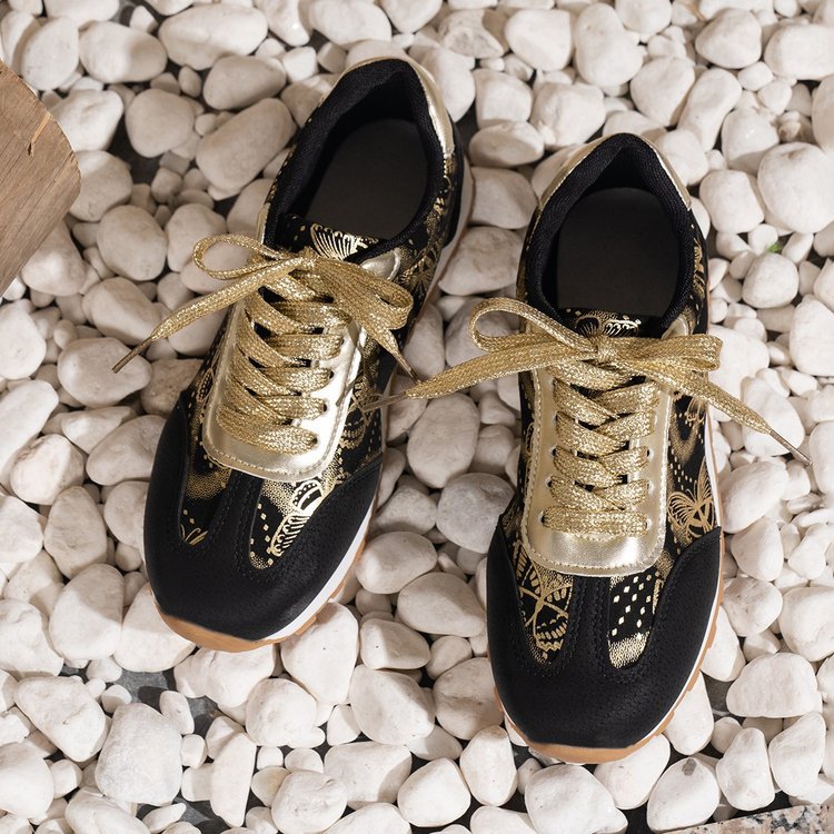 Damemode Sneakers med blomsterdesign og skinnende accenter Stilla