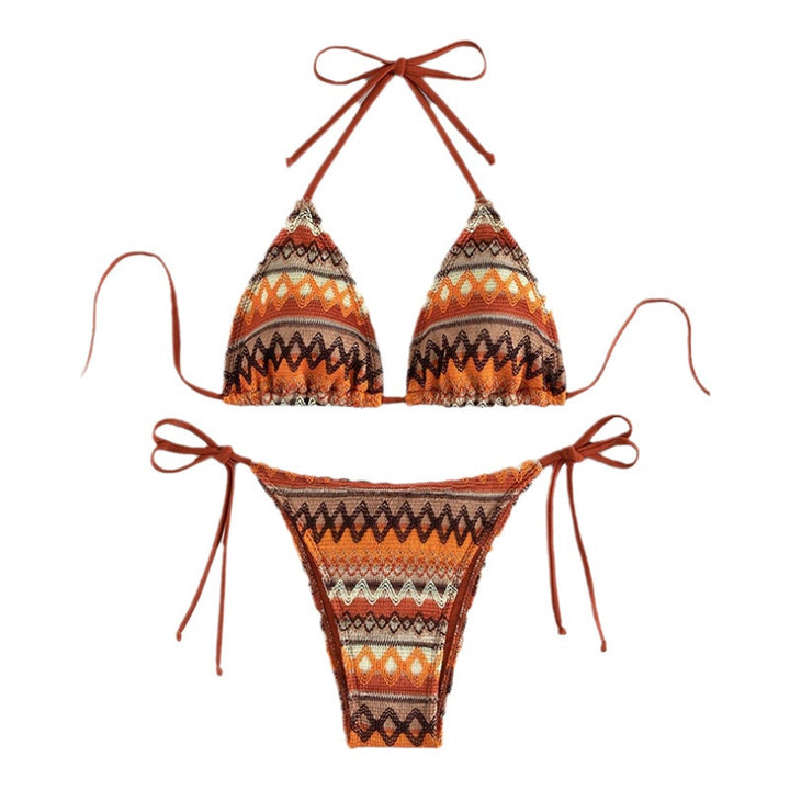 Dame Triangel-Bikini med justerbare stropper og farverigt etnomønster Stilla