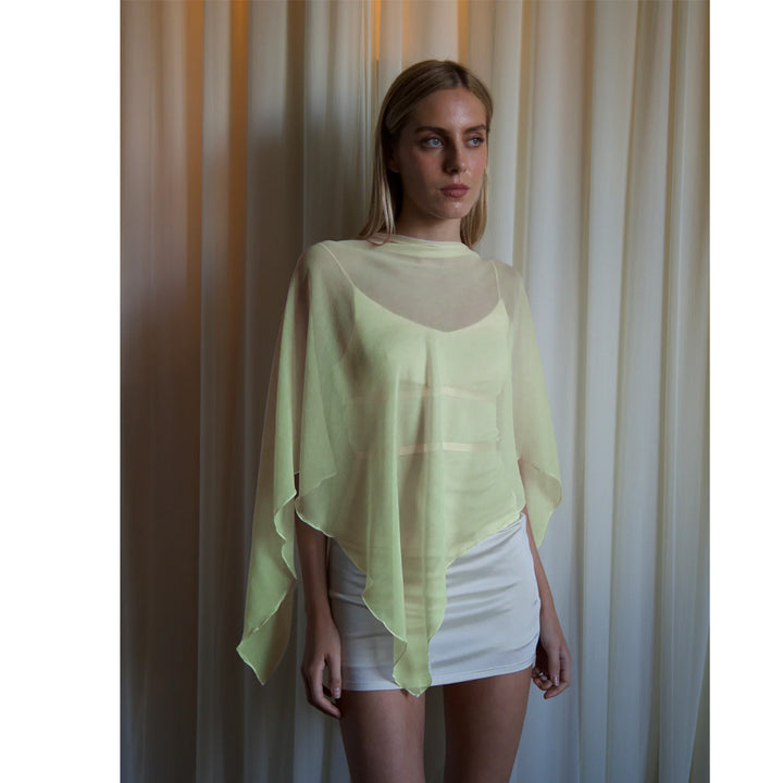 Dame stilfuld gennemsigtig poncho-bluse Stilla