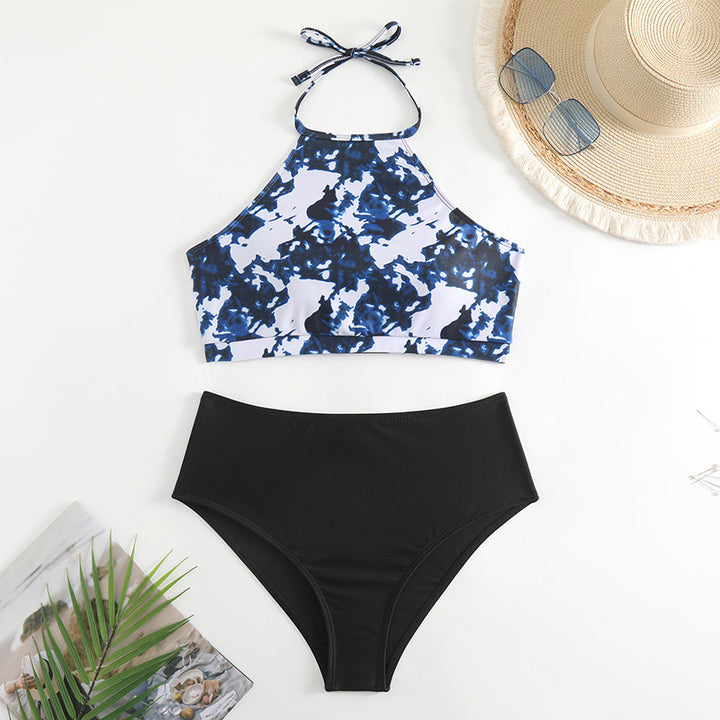 Damer Højt skåret Bikini med stilfuld Crop-Top og legende mønster Stilla